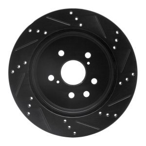 Lexus GS300 Brake Rotor (1) - Rear Left - R1 Concepts - Drilled & Slotted - Black - `06-`20